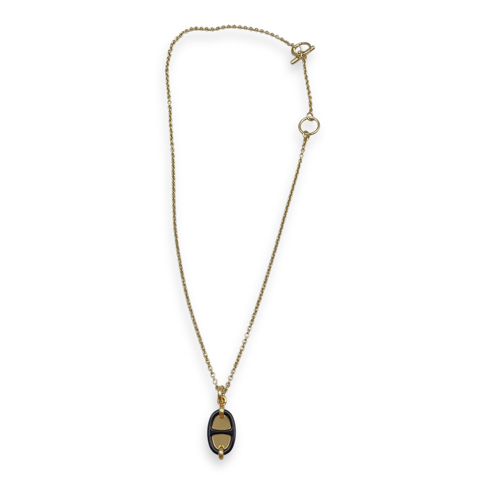 Maillon, Small Model Mini Black Necklace , Gold hardware