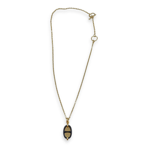 Maillon, Small Model Mini Black Necklace , Gold hardware