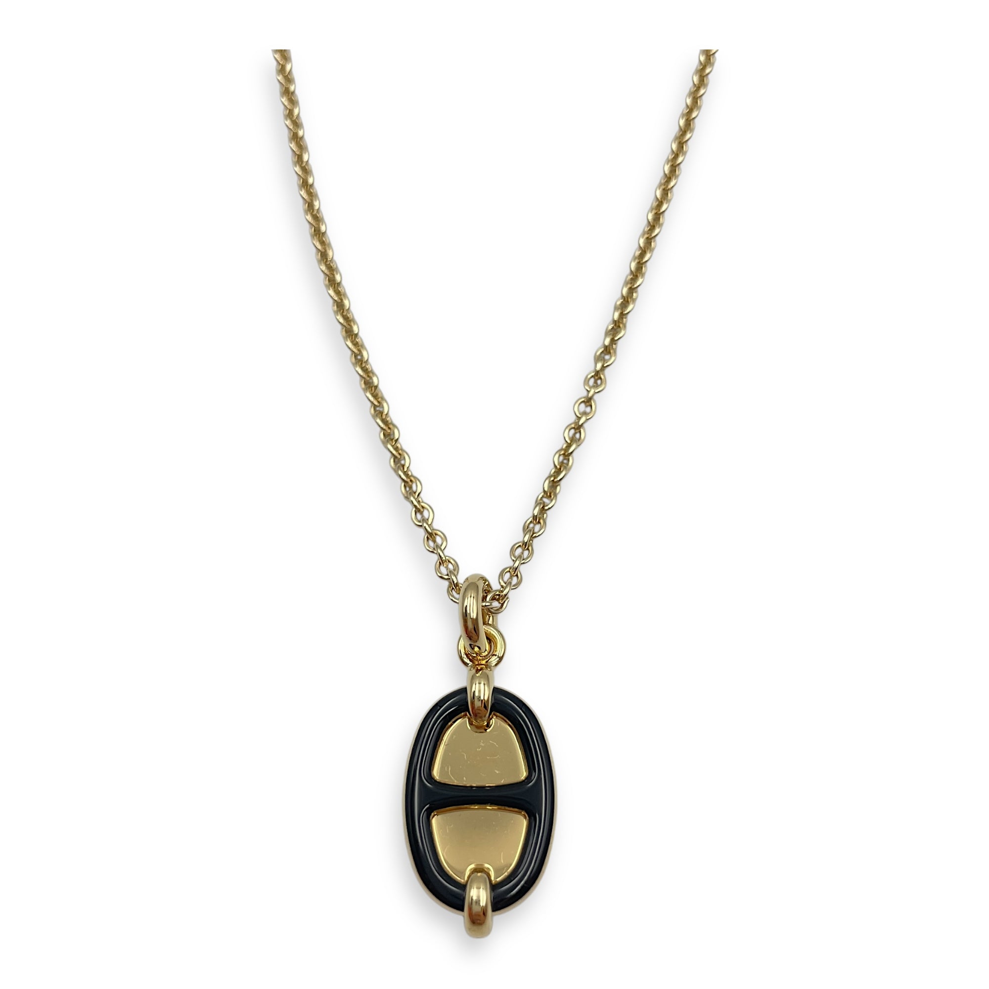 Maillon, Small Model Mini Black Necklace , Gold hardware
