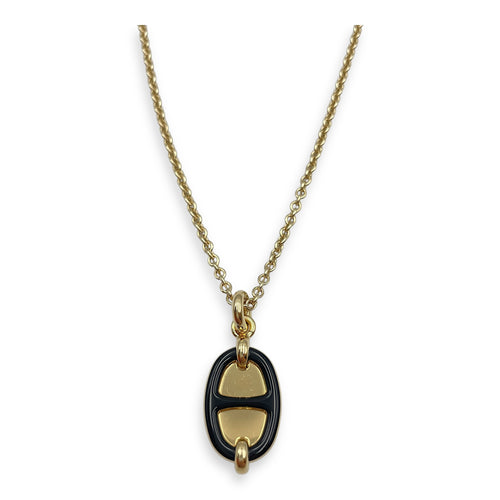 Maillon, Small Model Mini Black Necklace , Gold hardware