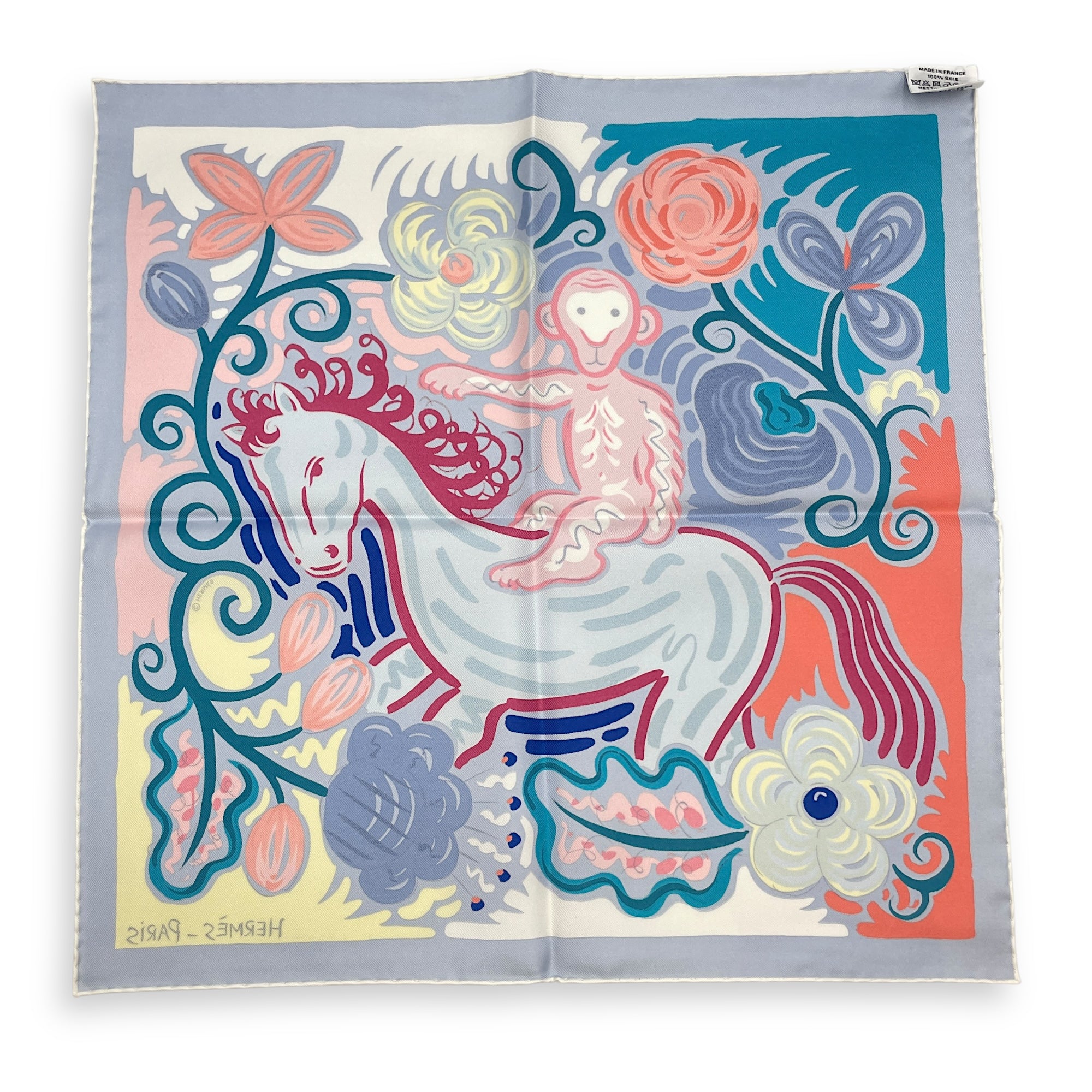Le Cheval De Kazumi 45 Blue/Multi-Color Scarf