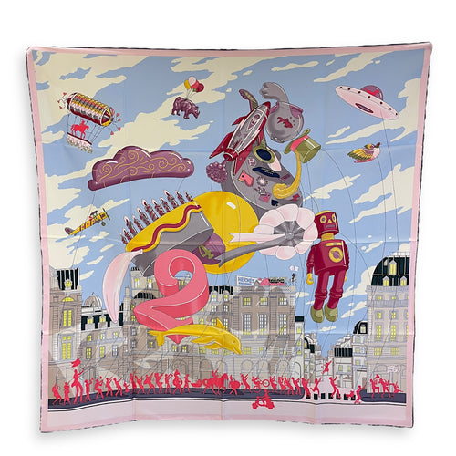 Parade 90 Blue Ciel/Rose/Jaune D'or Scarf