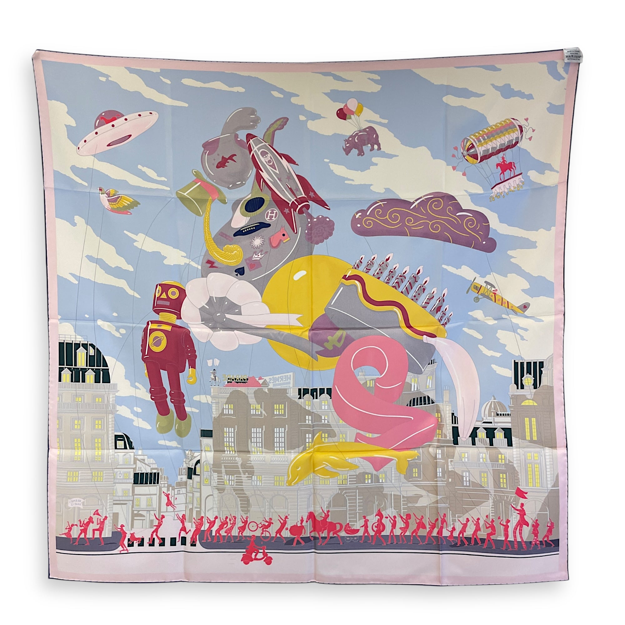 Parade 90 Blue Ciel/Rose/Jaune D'or Scarf