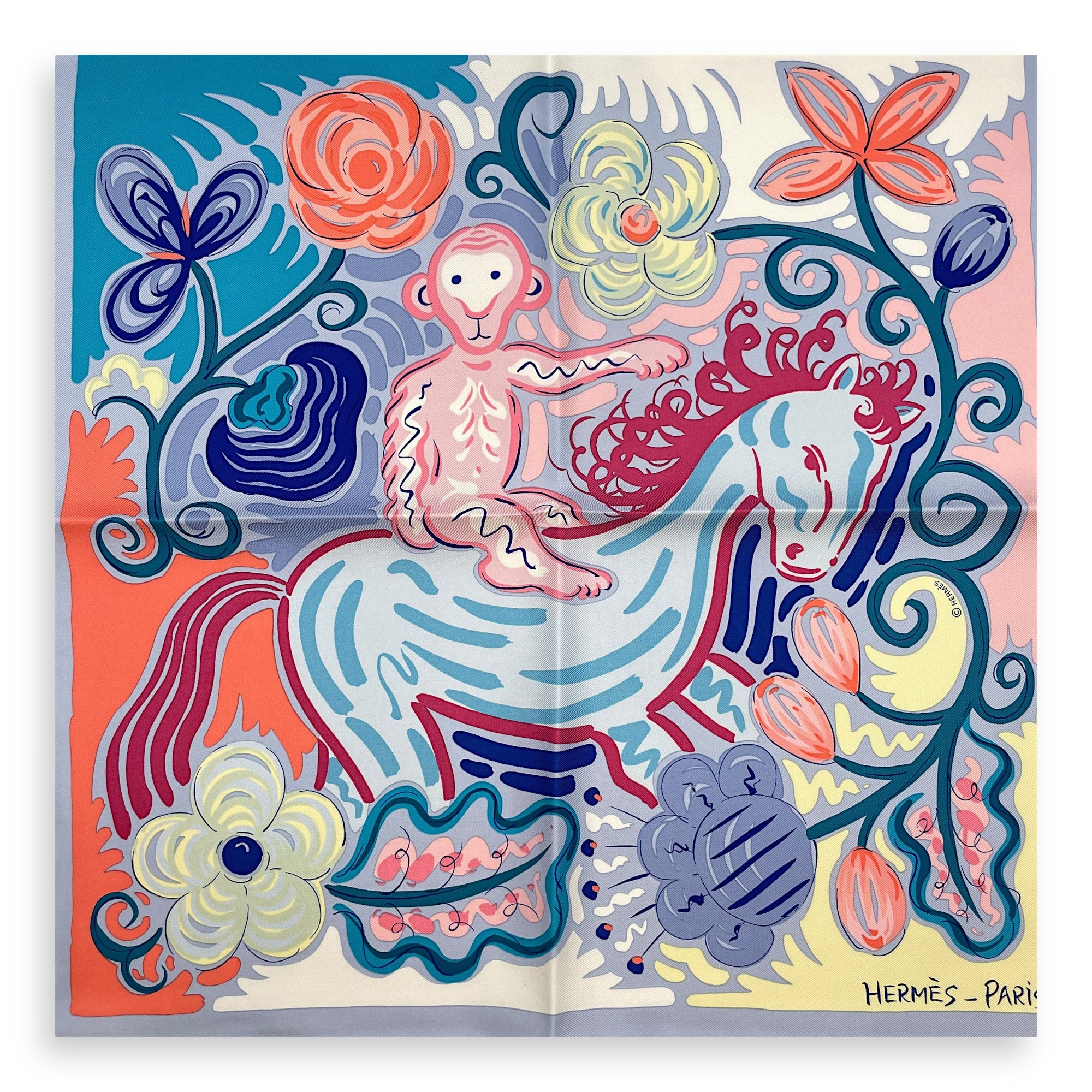 Le Cheval De Kazumi 45 Blue/Multi-Color Scarf