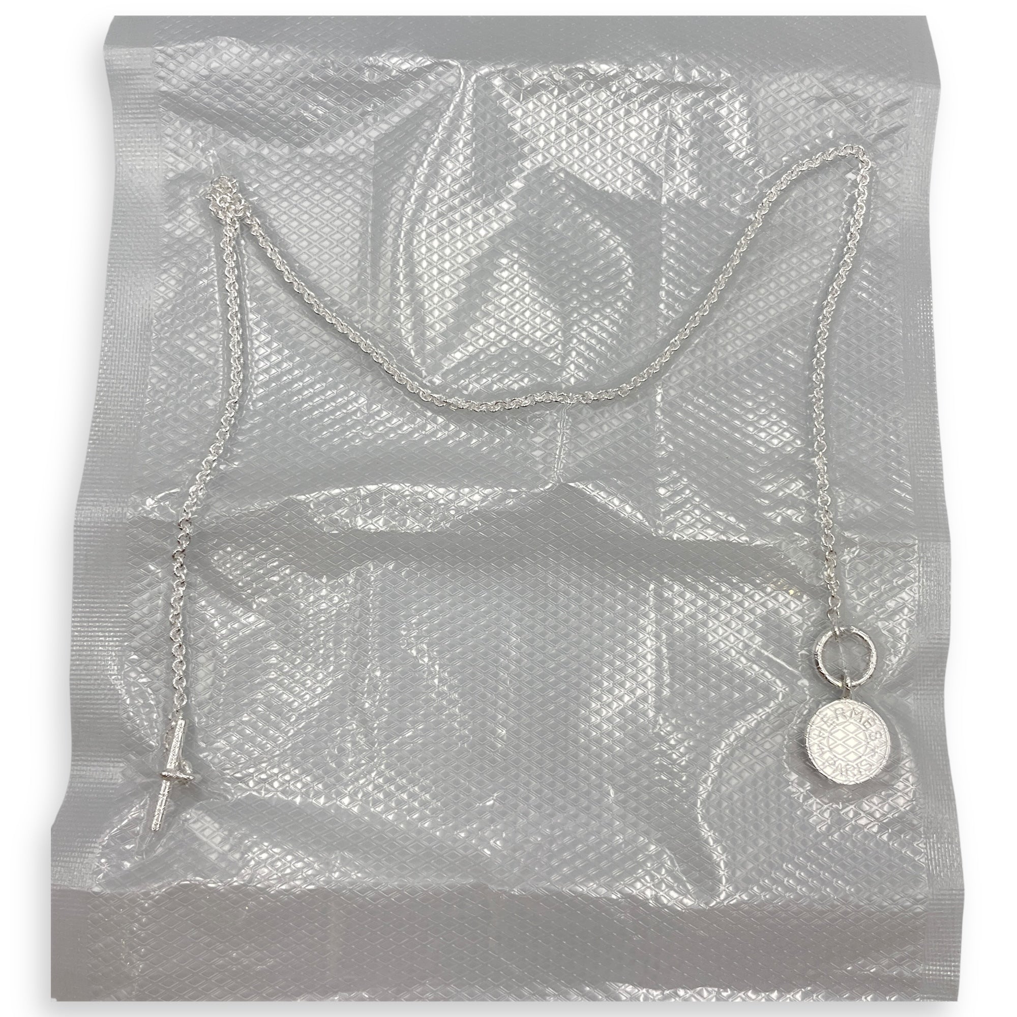 Amulettes Hermes Ex-Libris Silver Hardware Necklace