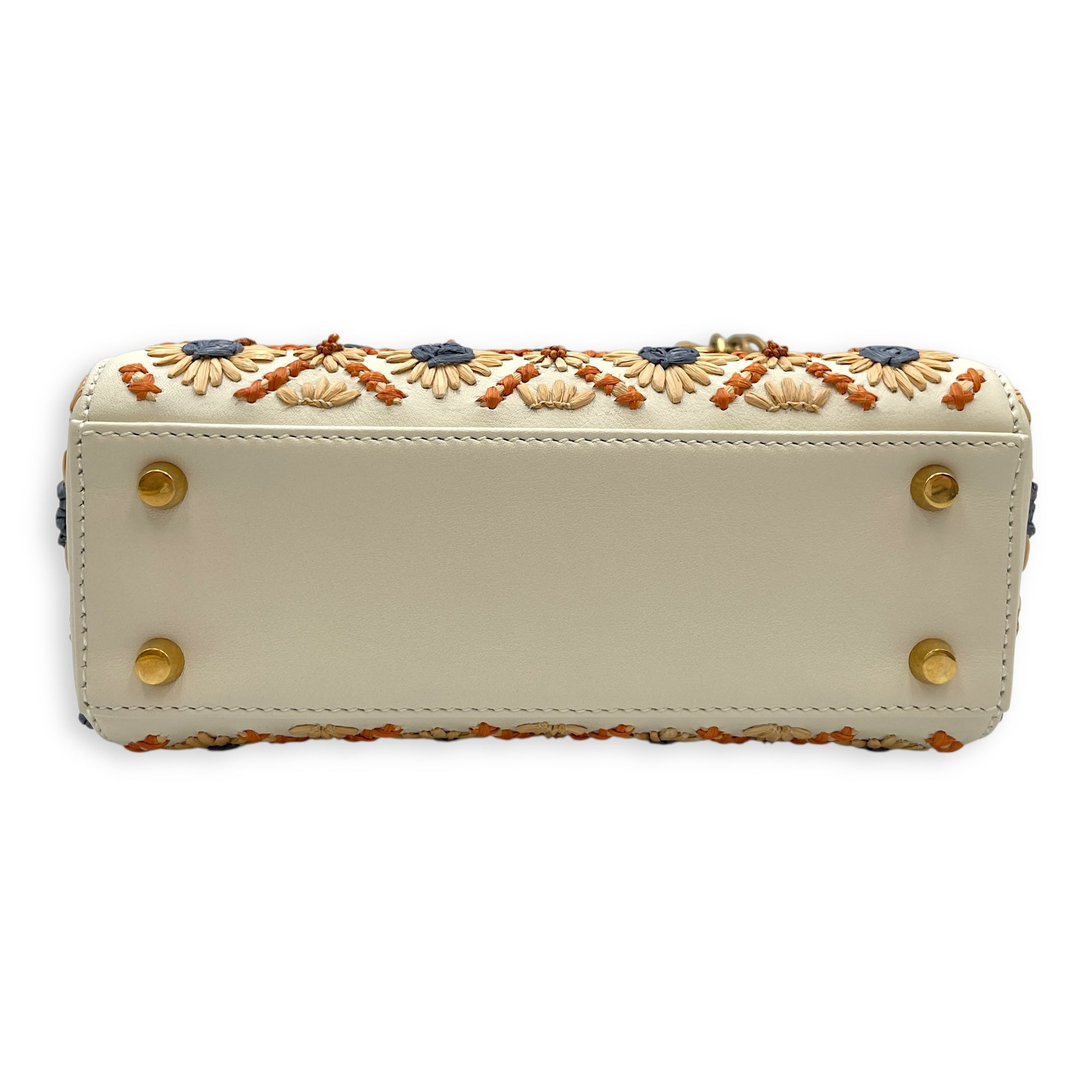 Lady Dior Mini Multi-Color Top Handle Bag in Calfskin, Brushed Gold hardware