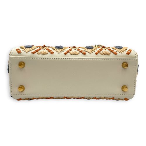 Lady Dior Mini Multi-Color Top Handle Bag in Calfskin, Brushed Gold hardware