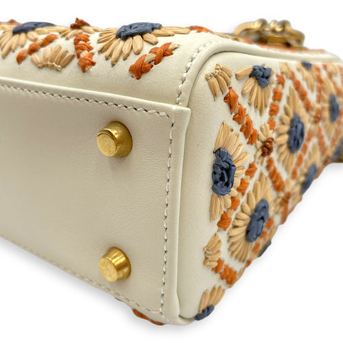 Lady Dior Mini Multi-Color Top Handle Bag in Calfskin, Brushed Gold hardware