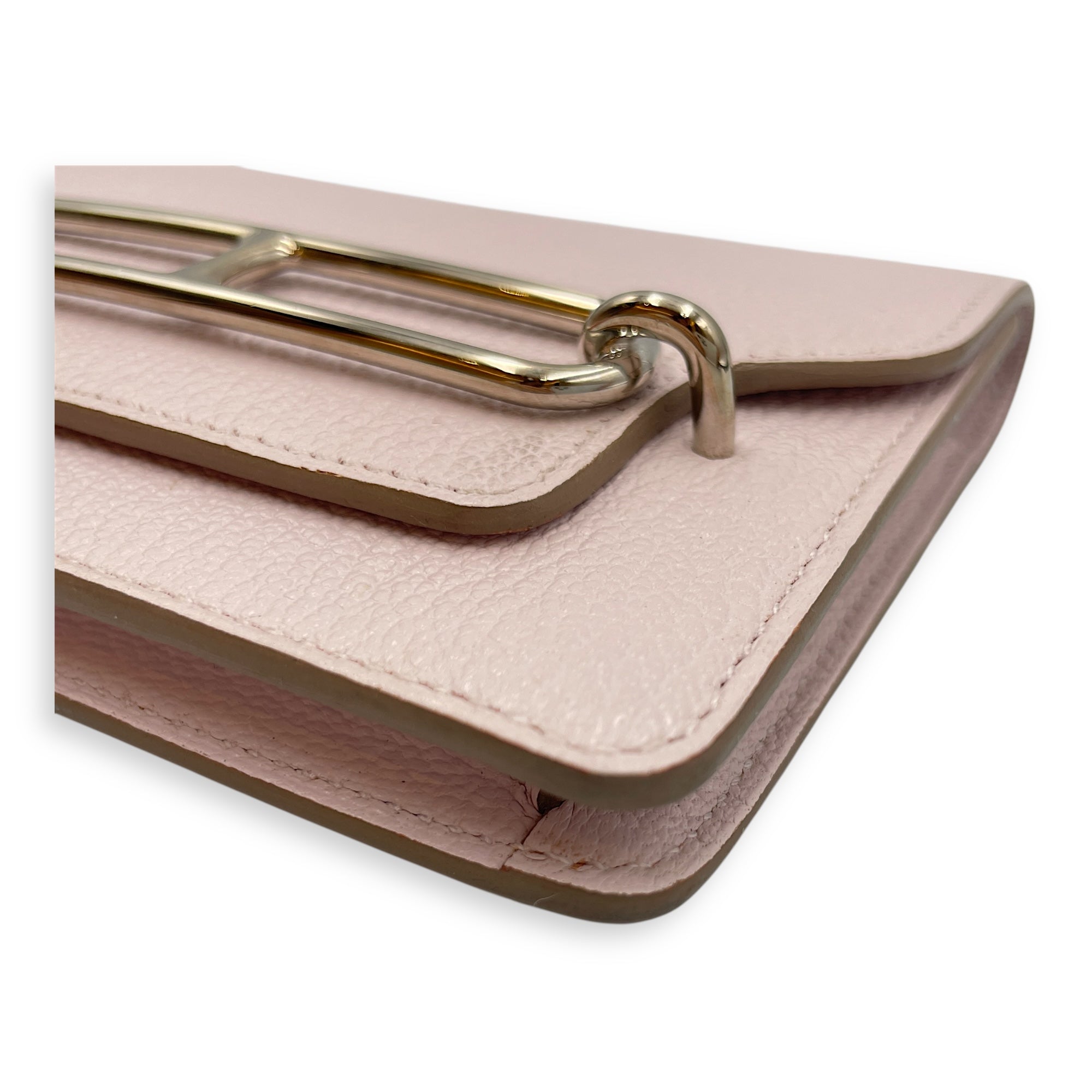 Roulis Slim Mauve Pale Wallet in Chevre Mysore, Palladium hardware