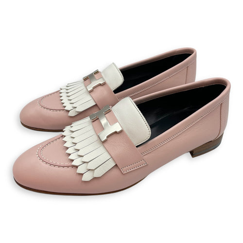 Paris 36 Rose Porcelaine/Blanc Loafers in Calfskin, Palladium hardware