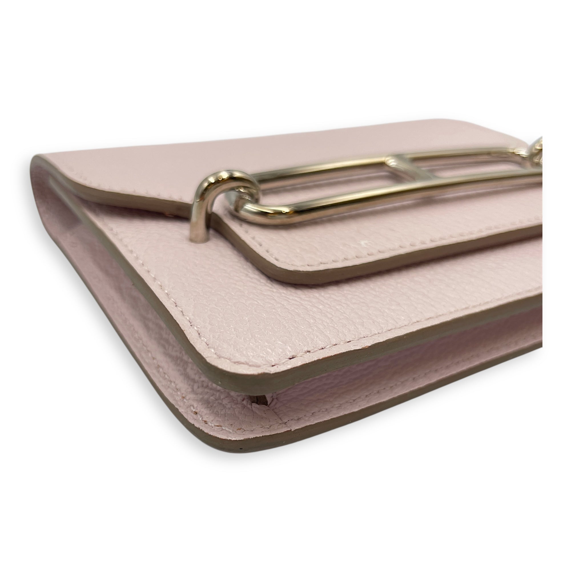 Roulis Slim Mauve Pale Wallet in Chevre Mysore, Palladium hardware