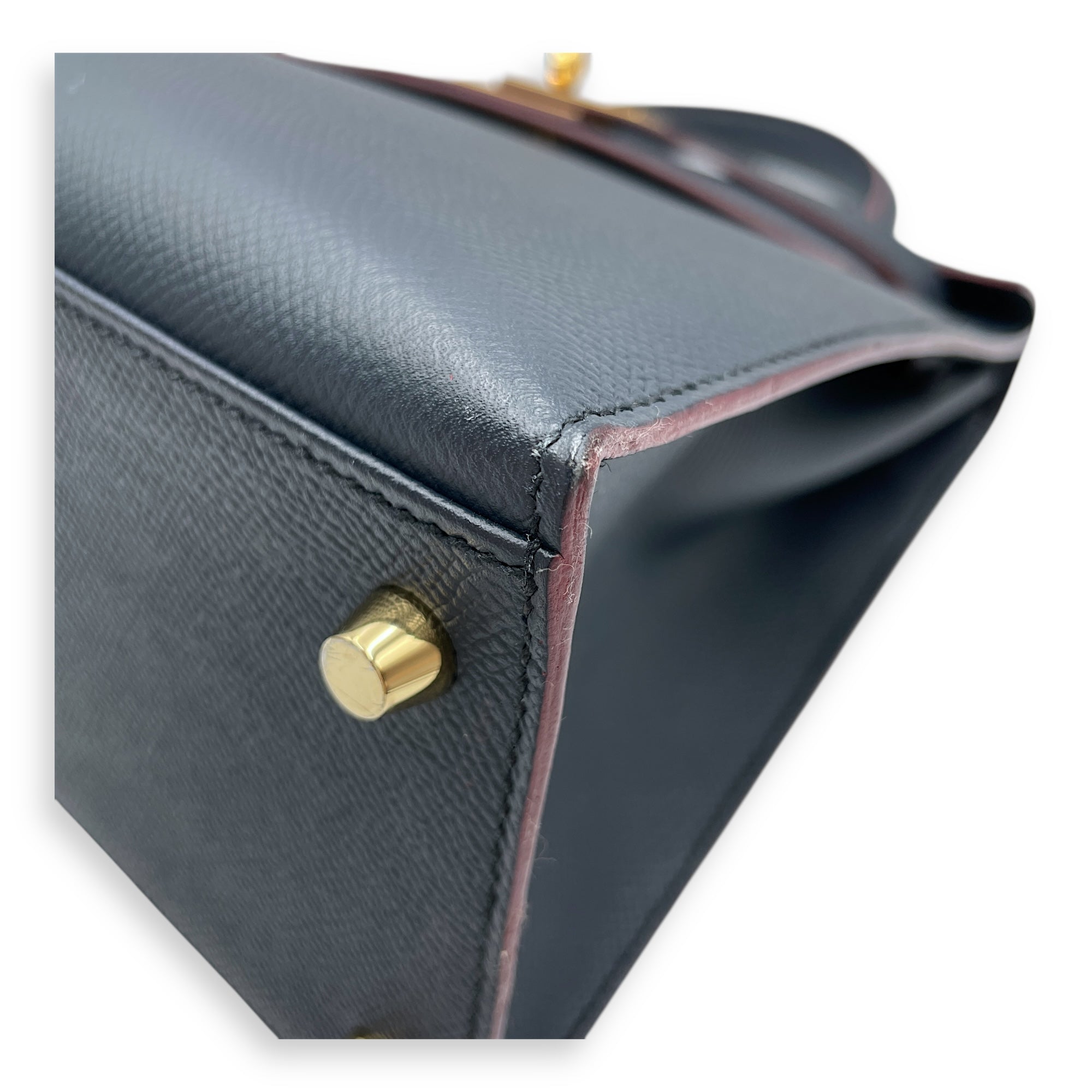 Sellier Kelly 28 Blue Indigo in Epsom, Gold hardware