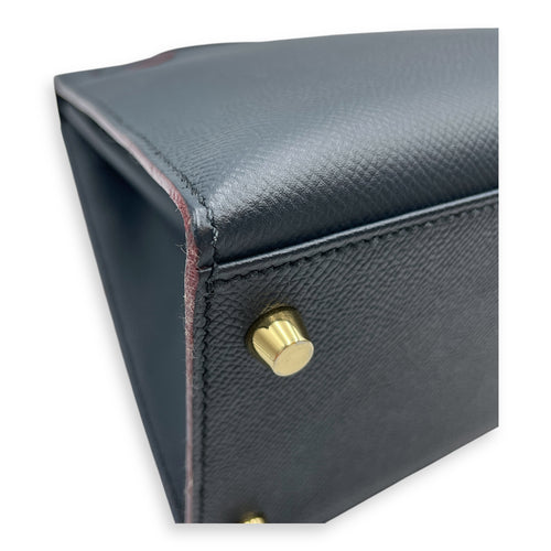 Sellier Kelly 28 Blue Indigo in Epsom, Gold hardware