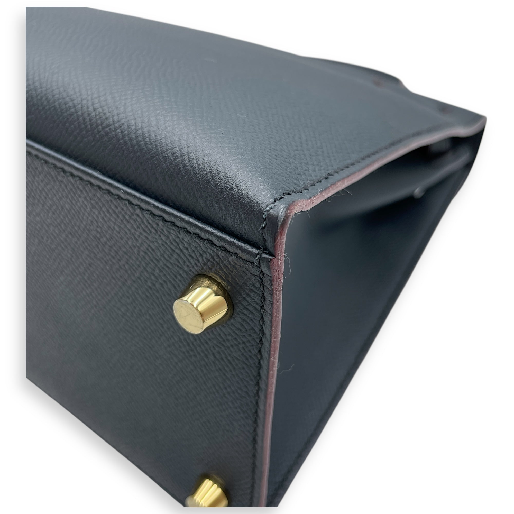 Sellier Kelly 28 Blue Indigo in Epsom, Gold hardware
