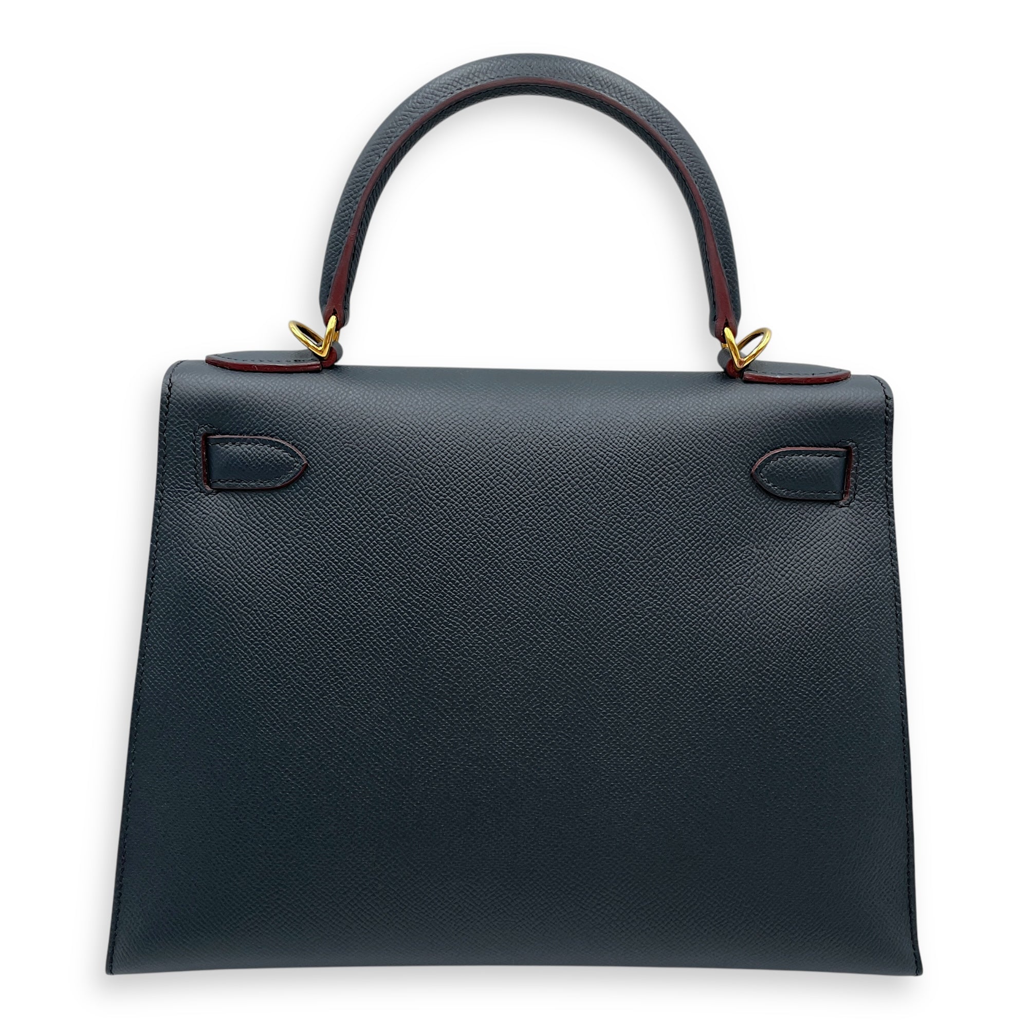 Sellier Kelly 28 Blue Indigo in Epsom, Gold hardware