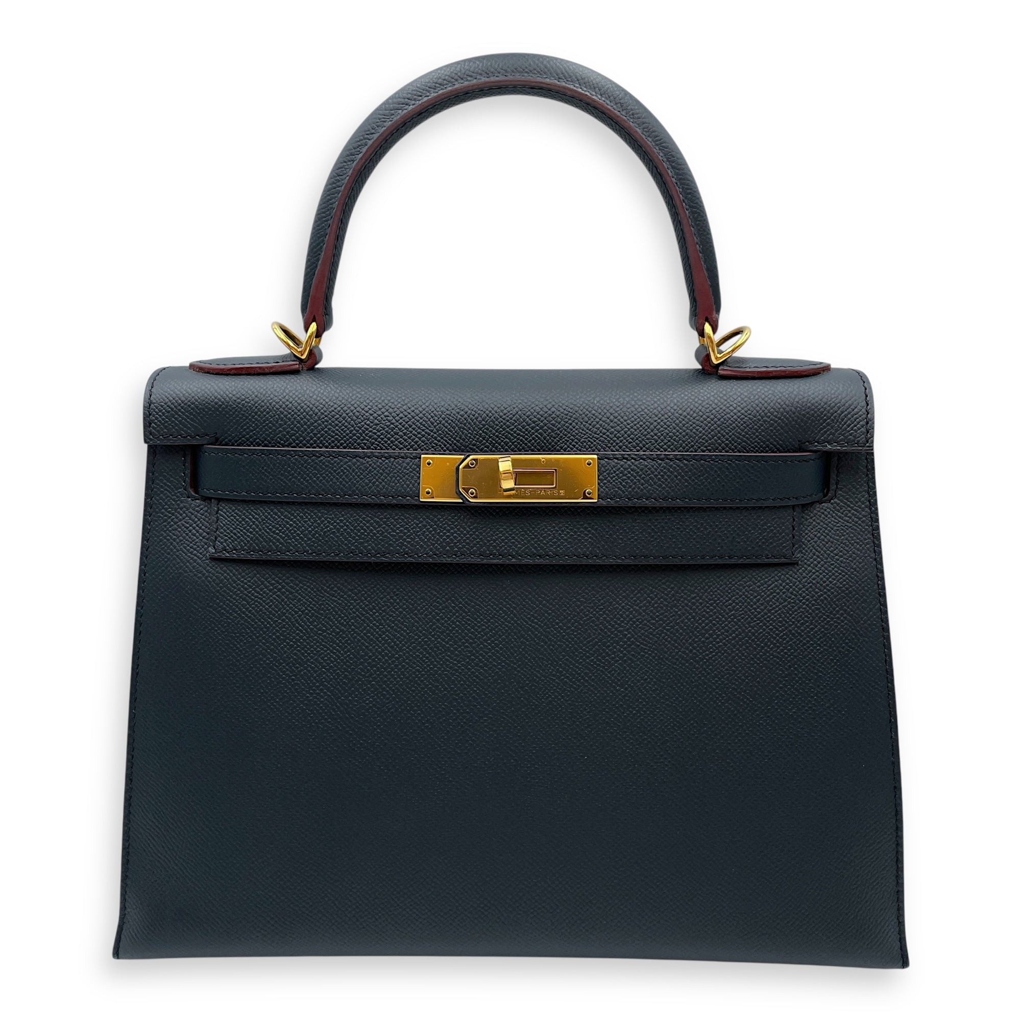 Sellier Kelly 28 Blue Indigo in Epsom, Gold hardware
