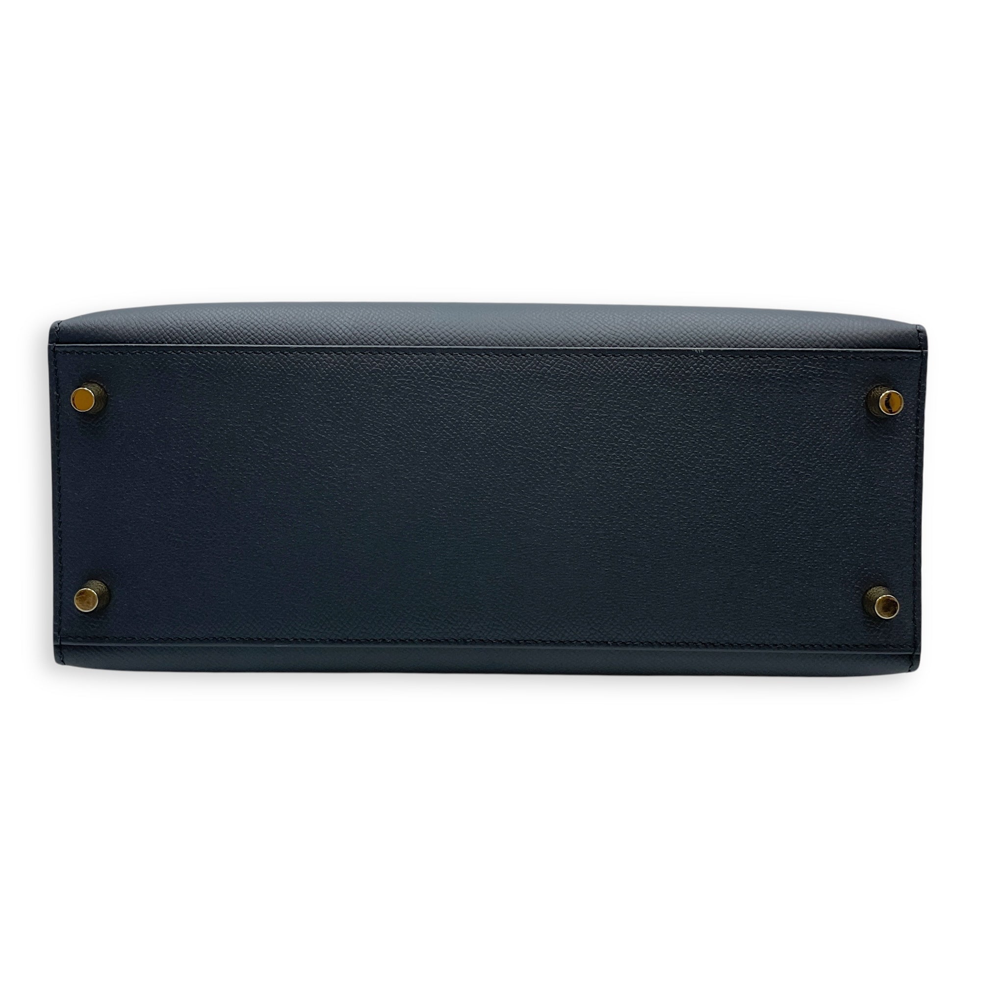 Sellier Kelly 28 Blue Indigo in Epsom, Gold hardware