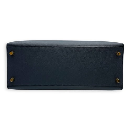 Sellier Kelly 28 Blue Indigo in Epsom, Gold hardware
