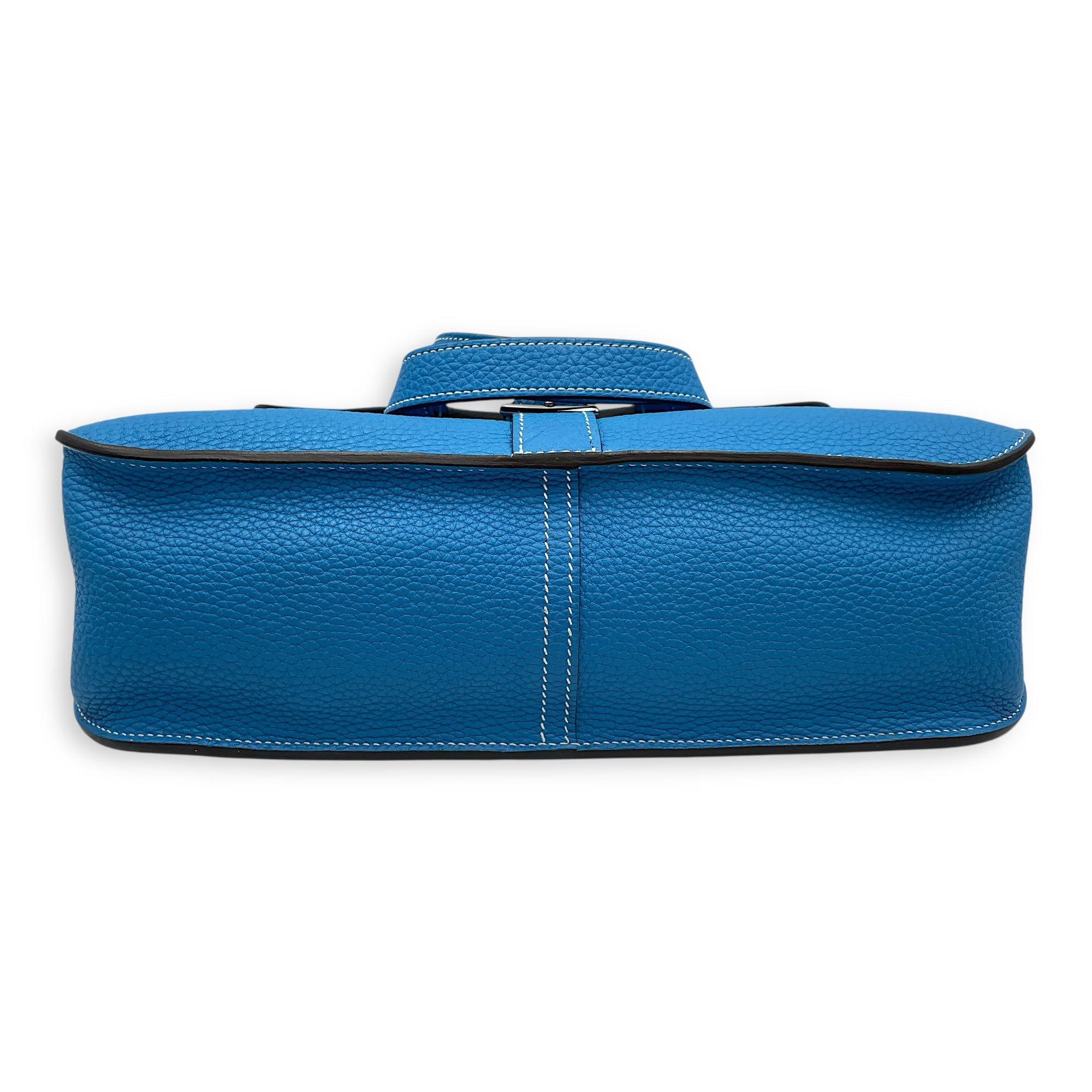 Hermès Halzan 31 Blue Zanzibar in Clemence Palladium hardware