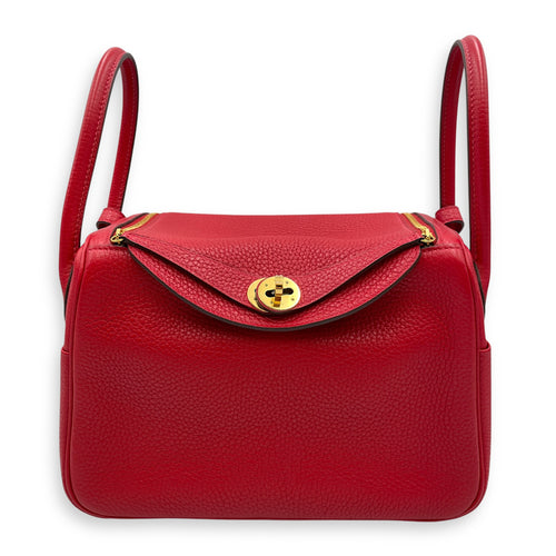 Lindy 26 Rouge Casaque in Clemence, Gold hardware