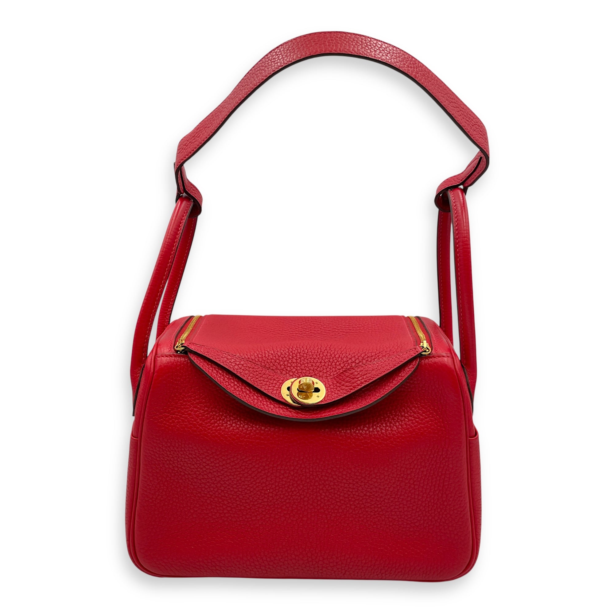 Lindy 26 Rouge Casaque in Clemence, Gold hardware