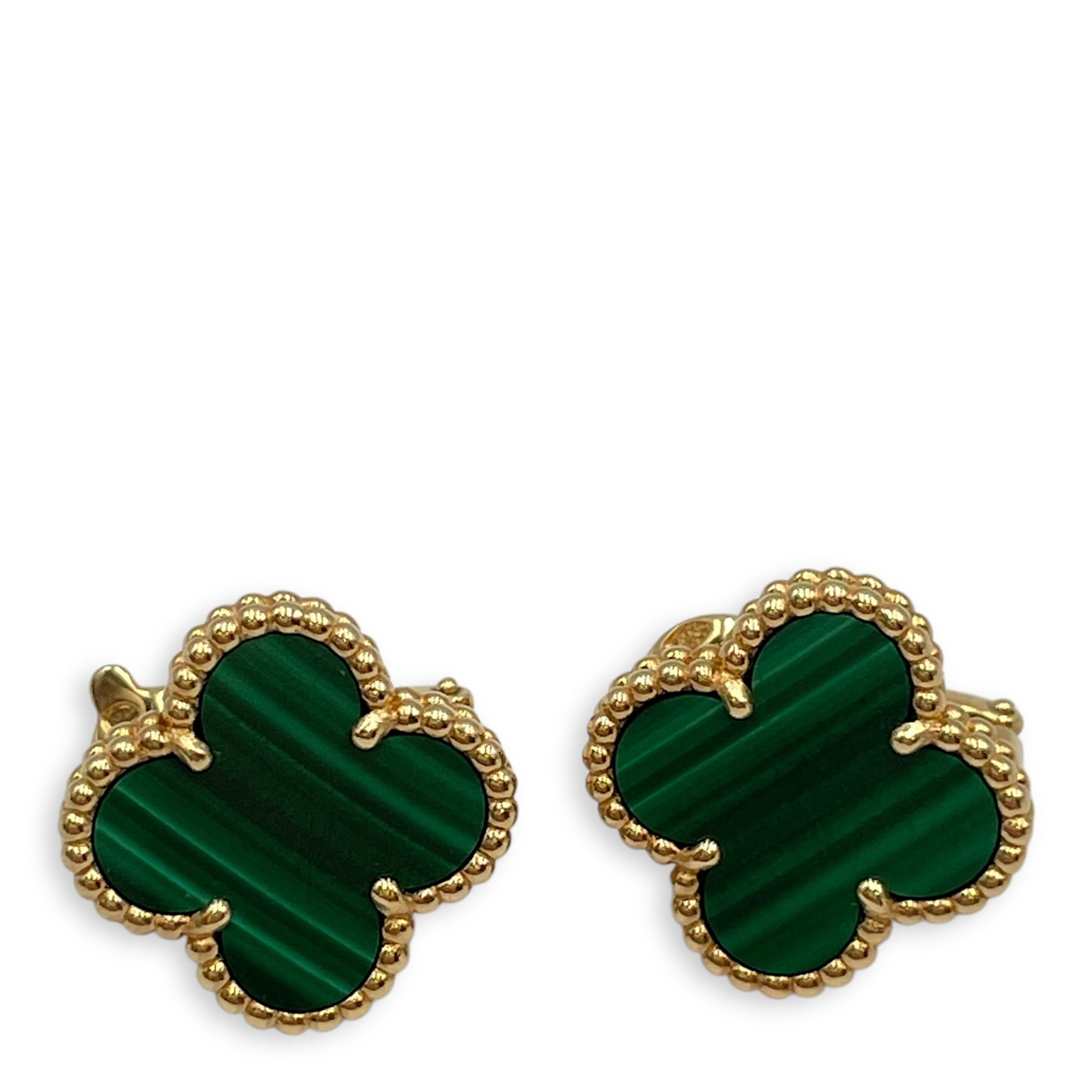 Vintage Alhambra Earrings in Malachite