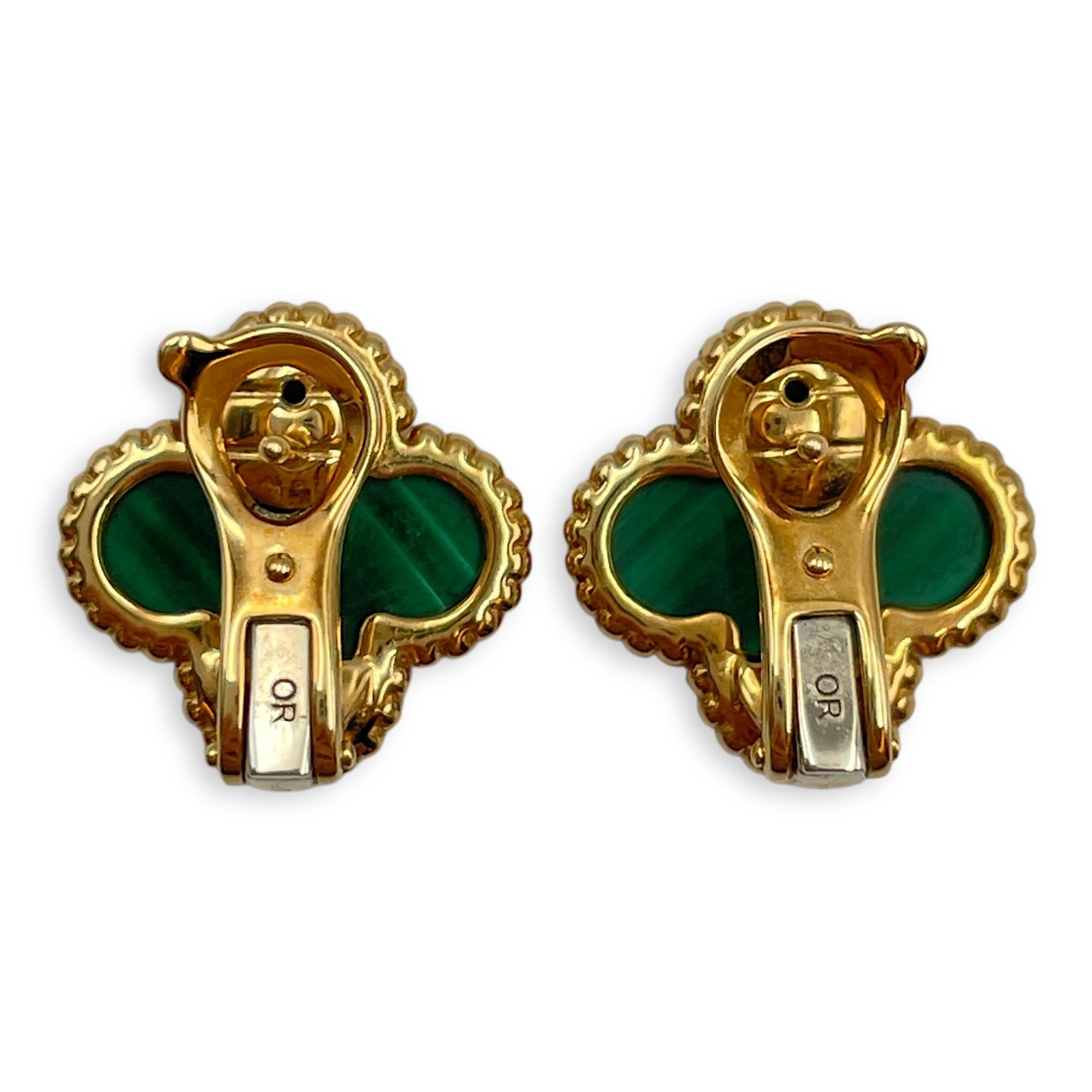 Vintage Alhambra Earrings in Malachite