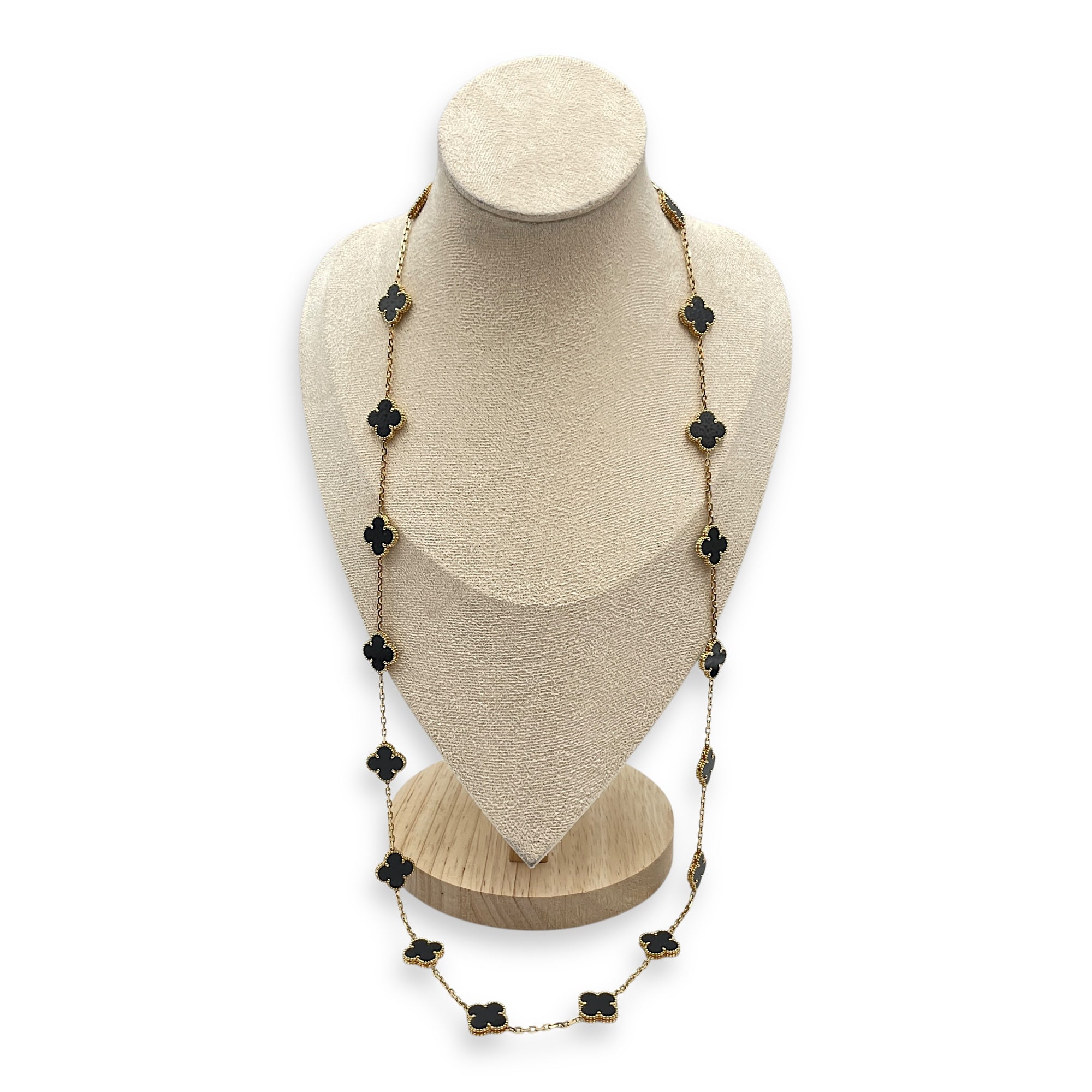 Vintage Alhambra, 20 Motifs Long Necklace in Onyx