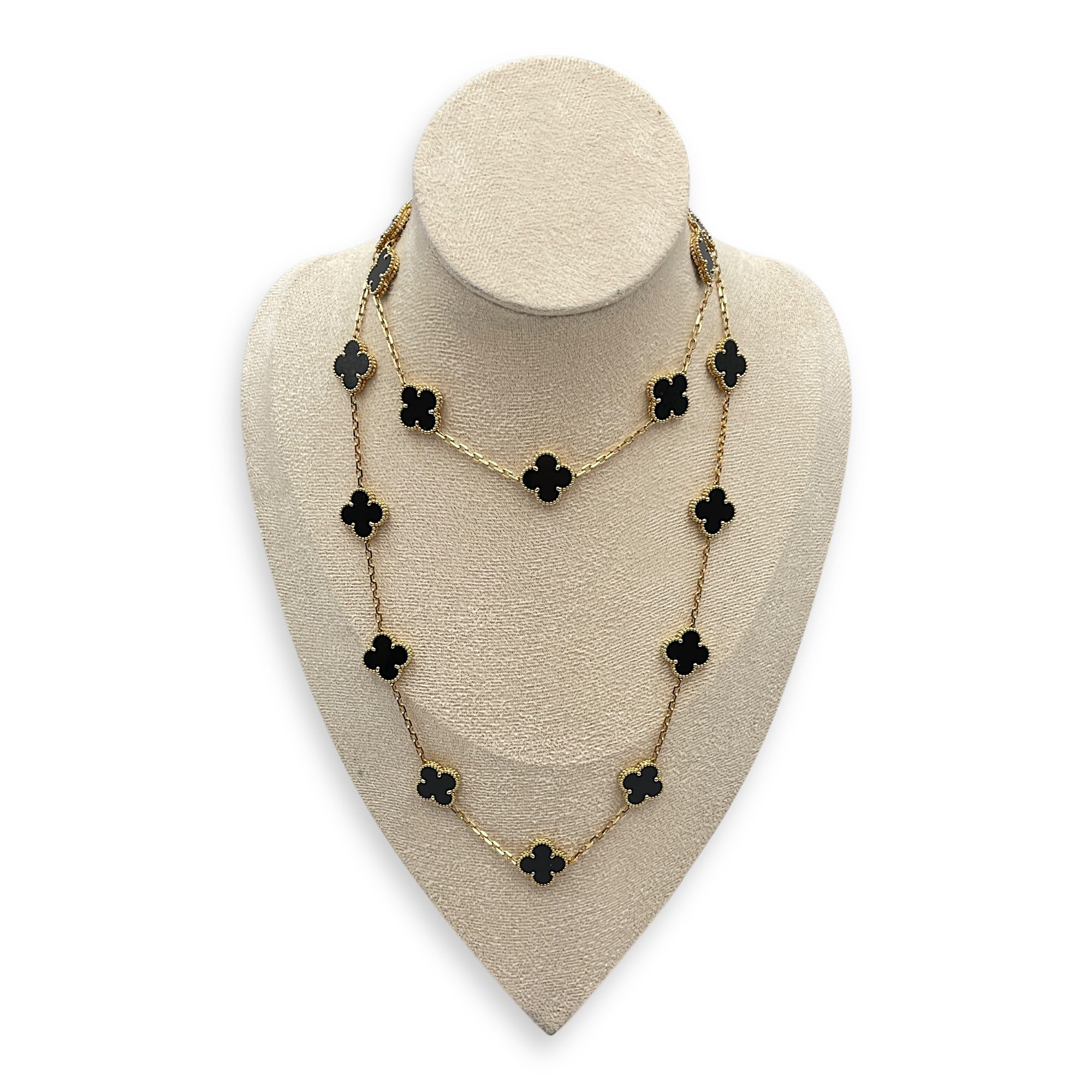 Vintage Alhambra, 20 Motifs Long Necklace in Onyx