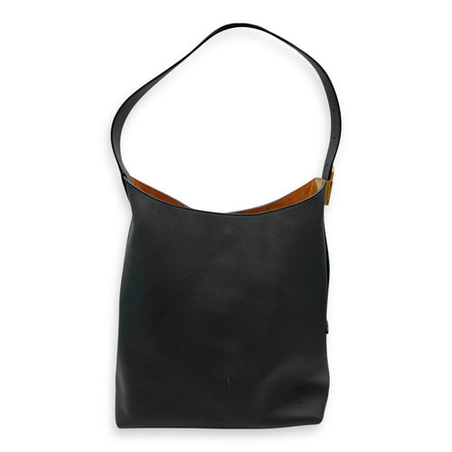 Low Key Hobo MM Black Shoulder Bag in Calfskin, Gold hardware