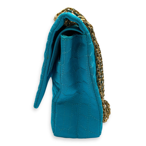 Reissue Seasonal Double Flap Blue Shoulder Bag in Satin Gold hardware CL2507-14034 4