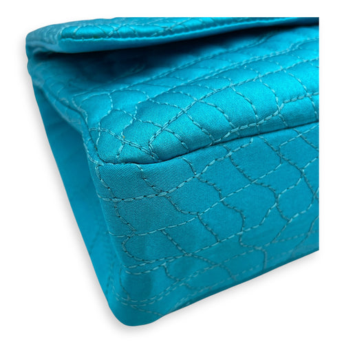 Reissue Seasonal Double Flap Blue Shoulder Bag in Satin, Gold hardware