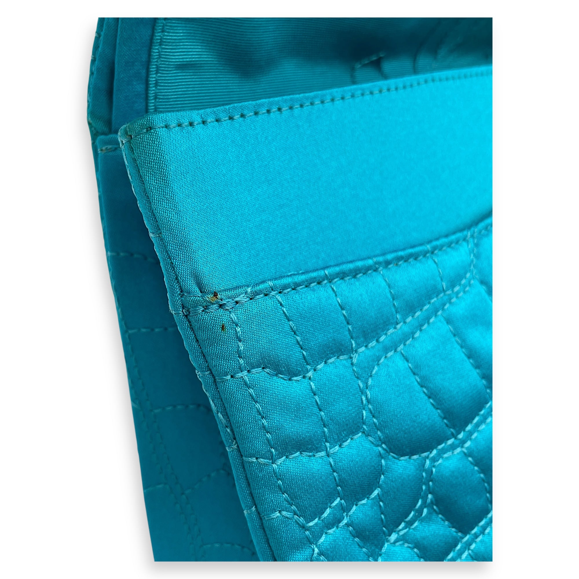 Reissue Seasonal Double Flap Blue Shoulder Bag in Satin, Gold hardware