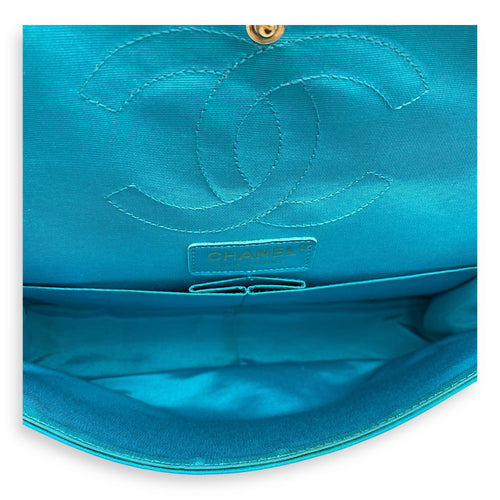Reissue Seasonal Double Flap Blue Shoulder Bag in Satin Gold hardware CL2507-14034 6