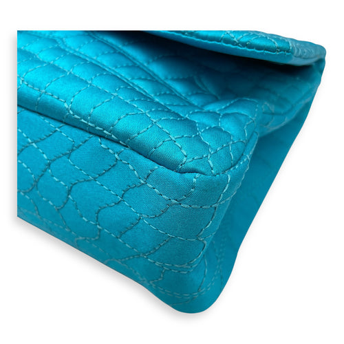 Reissue Seasonal Double Flap Blue Shoulder Bag in Satin, Gold hardware