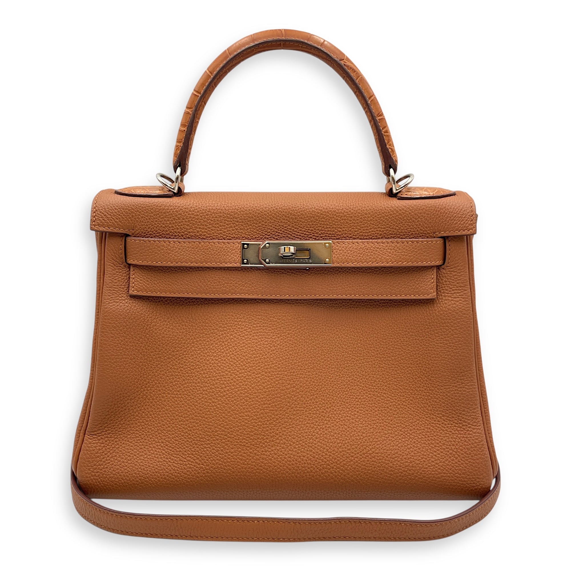Kelly Touch 28 Gold in Togo/Matte Alligator, Palladium hardware