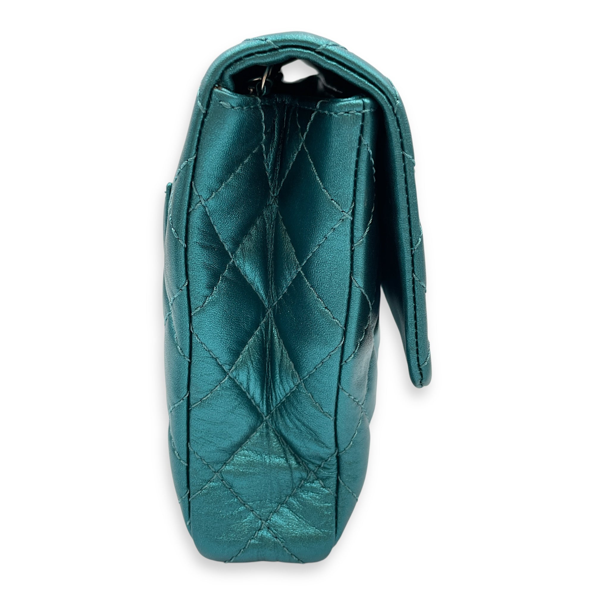 Reissue Seasonal Flap Metallic Green Shoulder Bag in Lambskin, Silver hardware