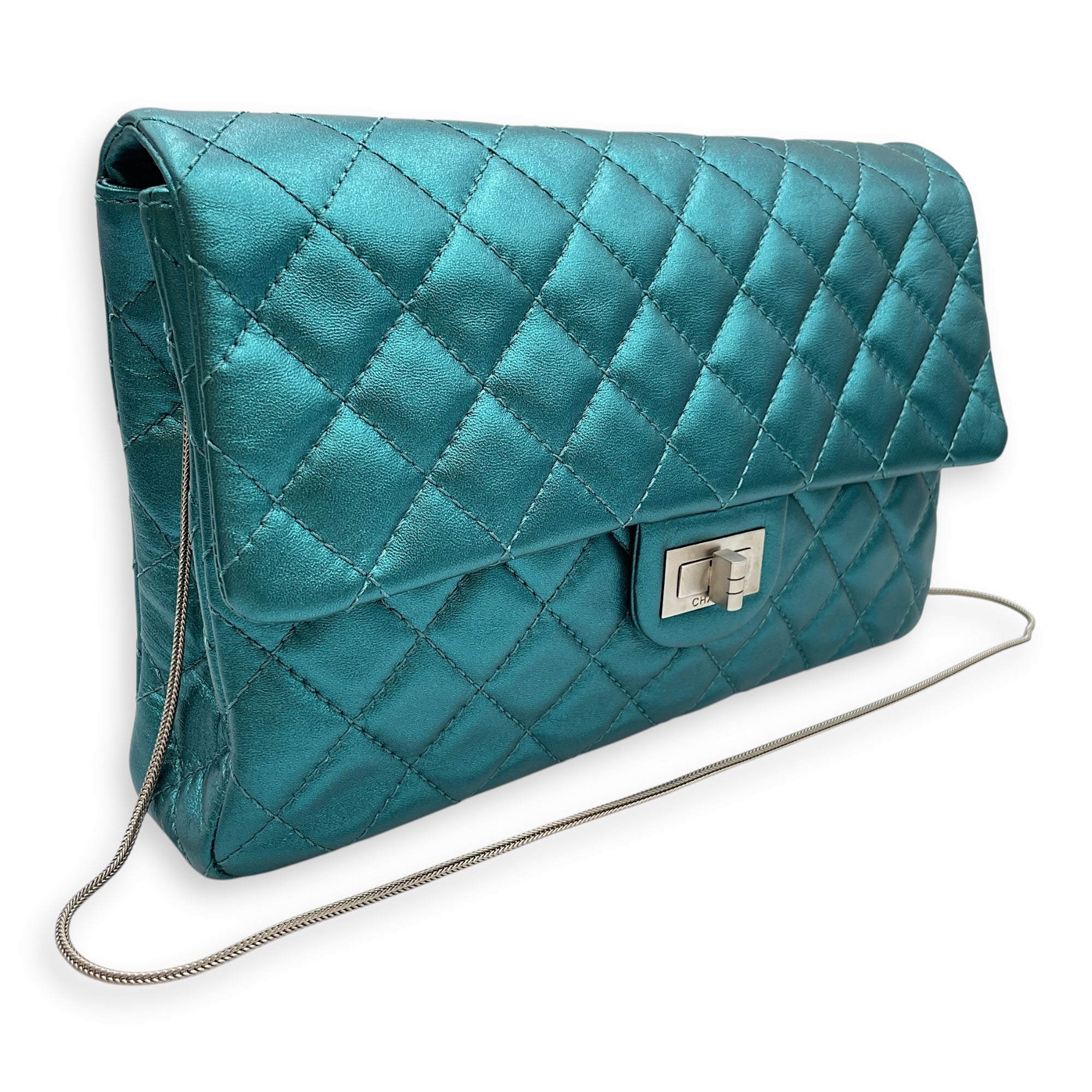 Reissue Seasonal Flap Metallic Green Shoulder Bag in Lambskin, Silver hardware