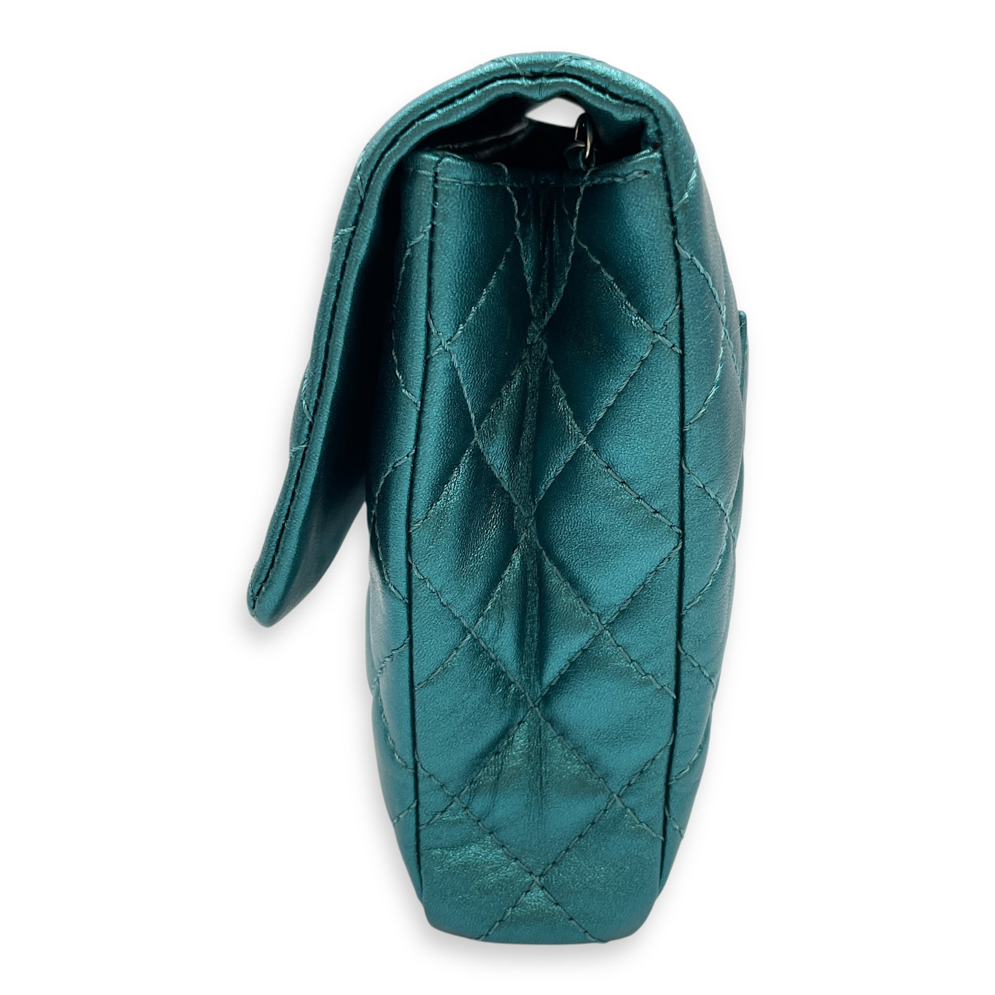 Reissue Seasonal Flap Metallic Green Shoulder Bag in Lambskin, Silver hardware