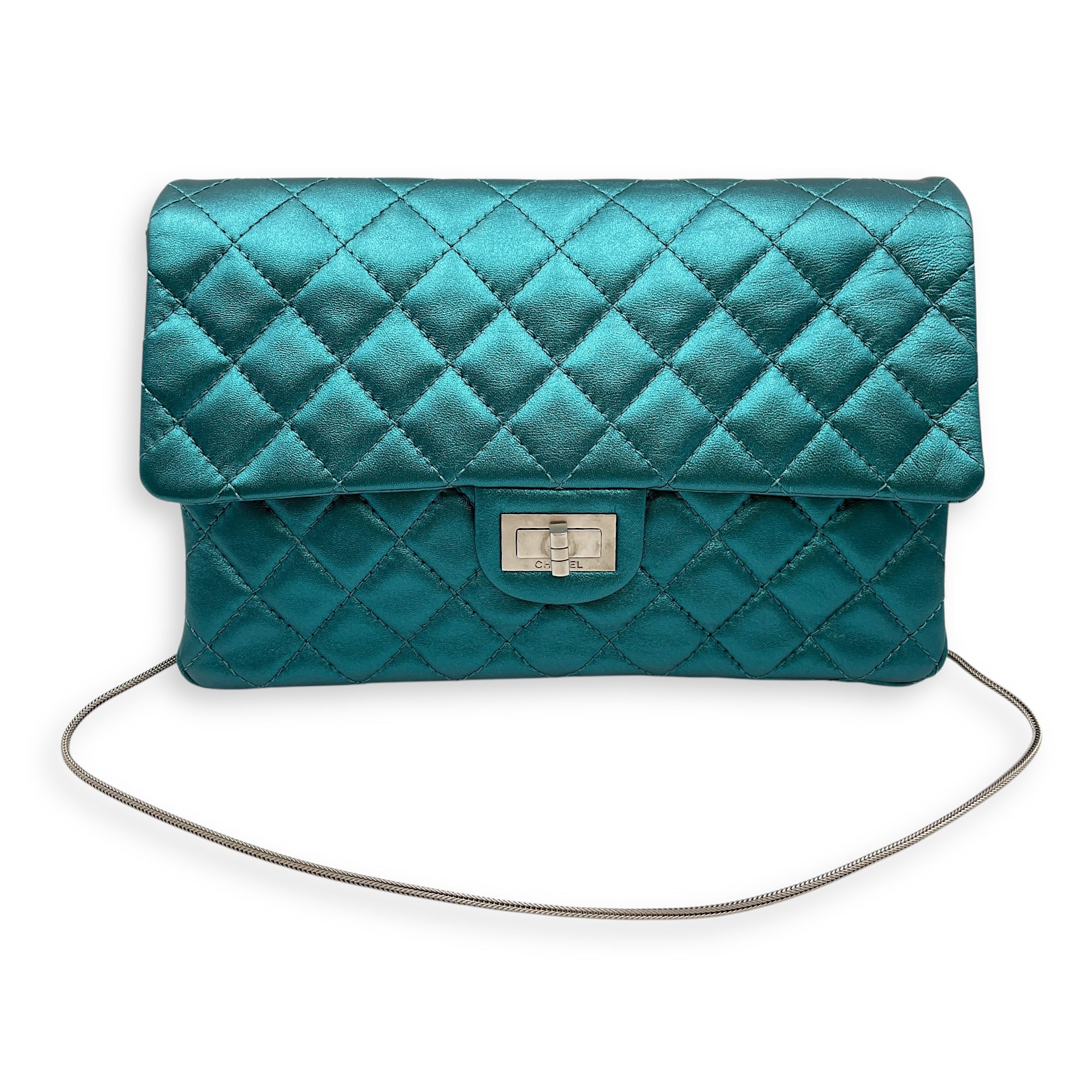 Reissue Seasonal Flap Metallic Green Shoulder Bag in Lambskin, Silver hardware