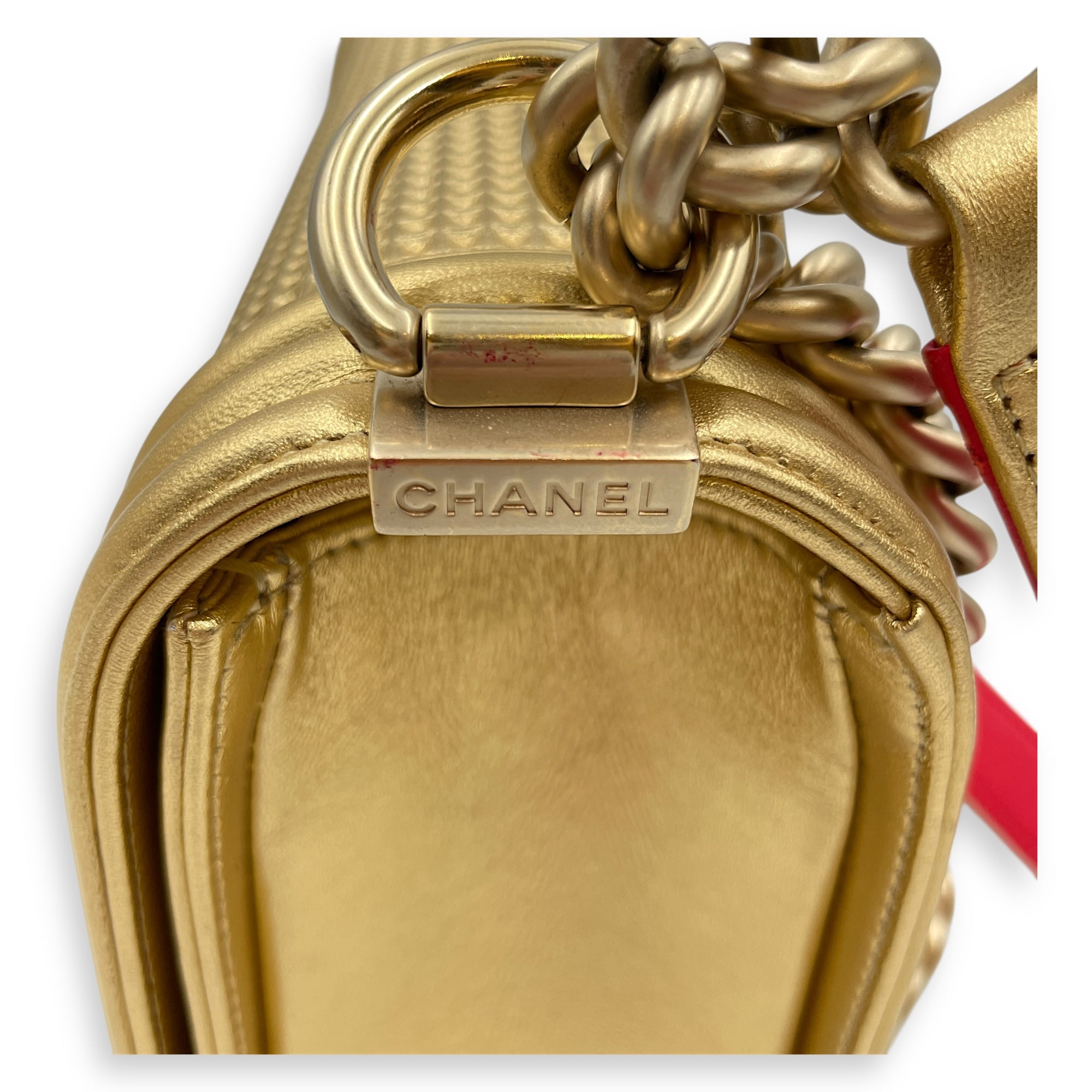 Cube Le Boy Medium Metallic Gold Shoulder Bag , Brushed Gold hardware