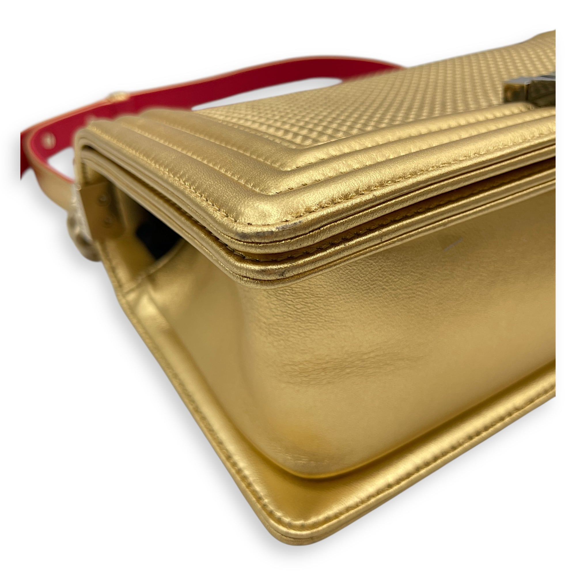 Cube Le Boy Medium Metallic Gold Shoulder Bag , Brushed Gold hardware