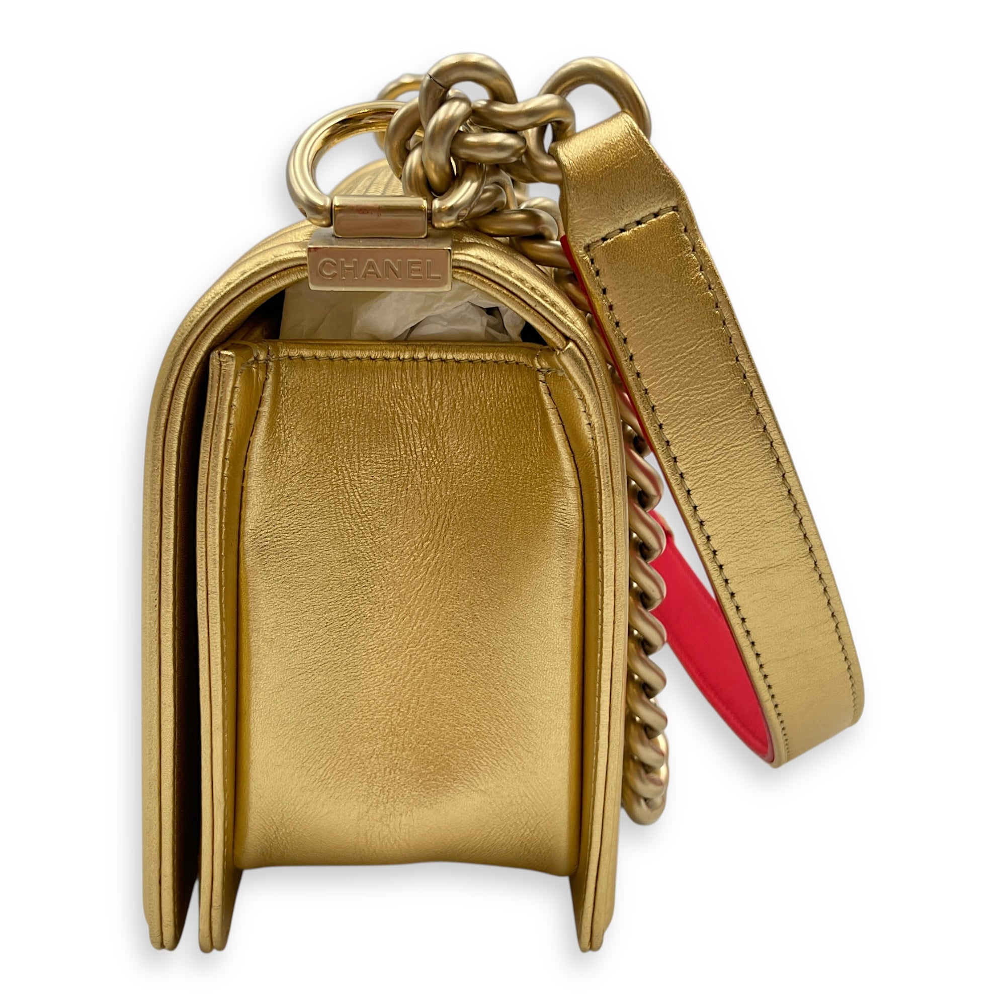 Cube Le Boy Medium Metallic Gold Shoulder Bag , Brushed Gold hardware