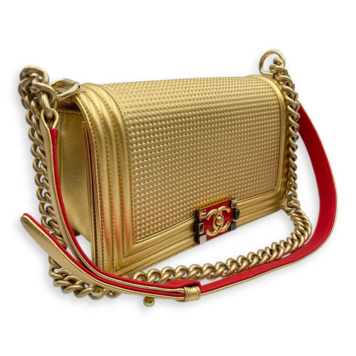 Cube Le Boy Medium Metallic Gold Shoulder Bag , Brushed Gold hardware