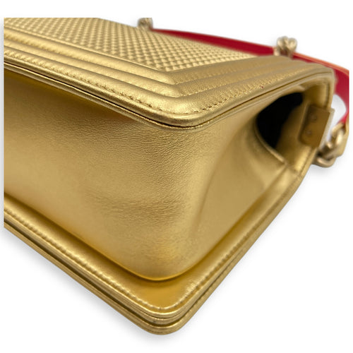 Cube Le Boy Medium Metallic Gold Shoulder Bag , Brushed Gold hardware