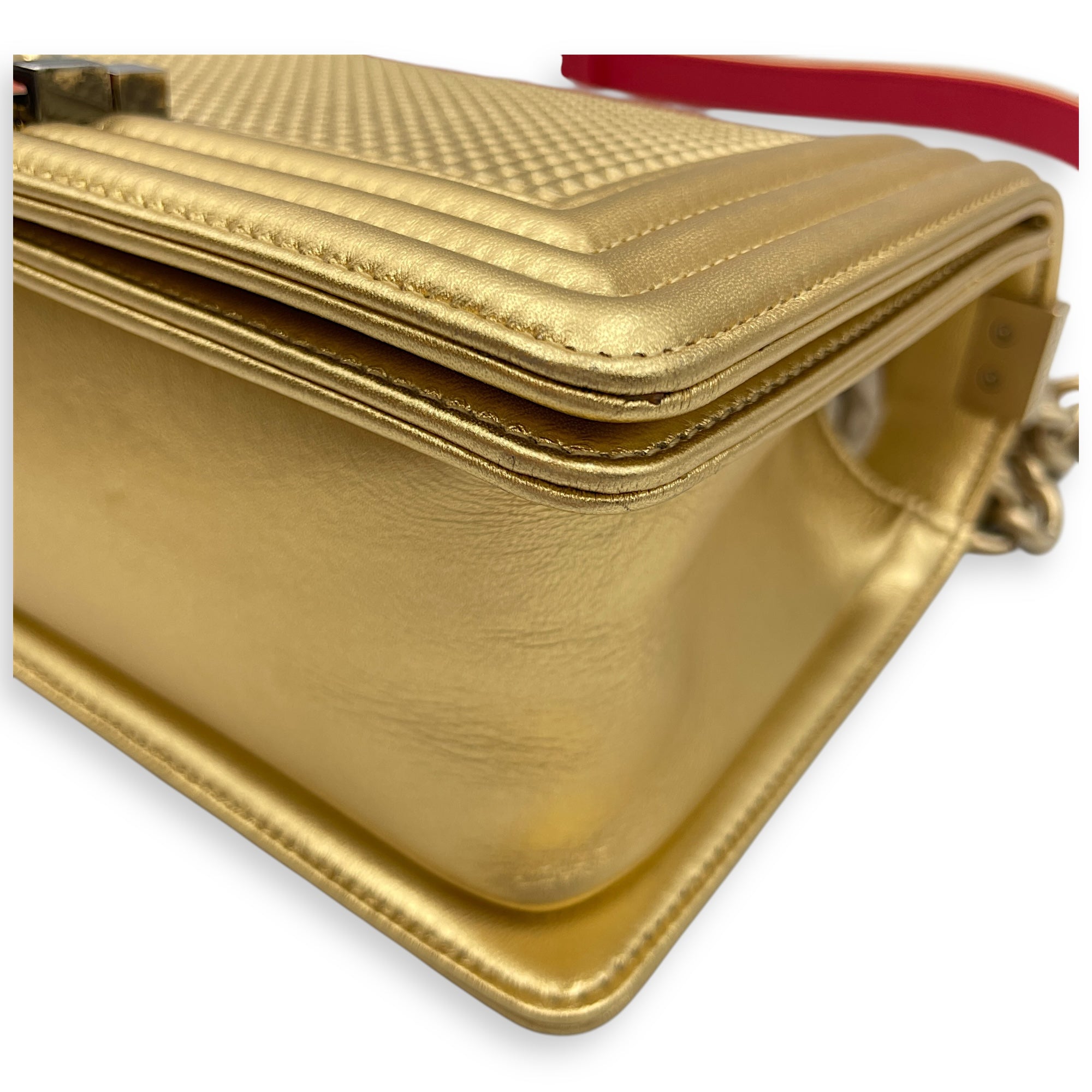 Cube Le Boy Medium Metallic Gold Shoulder Bag , Brushed Gold hardware