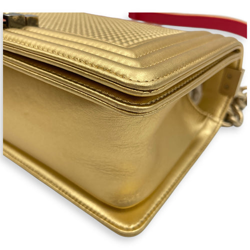 Cube Le Boy Medium Metallic Gold Shoulder Bag , Brushed Gold hardware