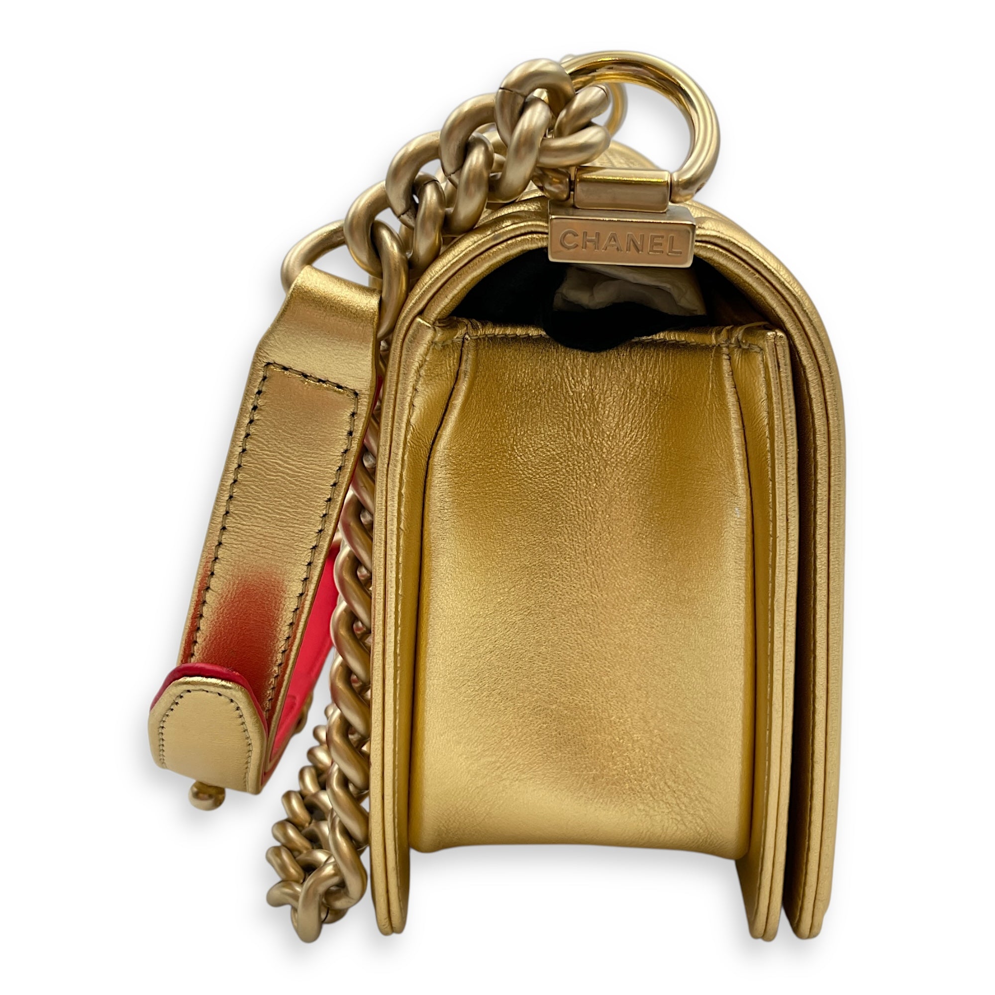 Cube Le Boy Medium Metallic Gold Shoulder Bag , Brushed Gold hardware