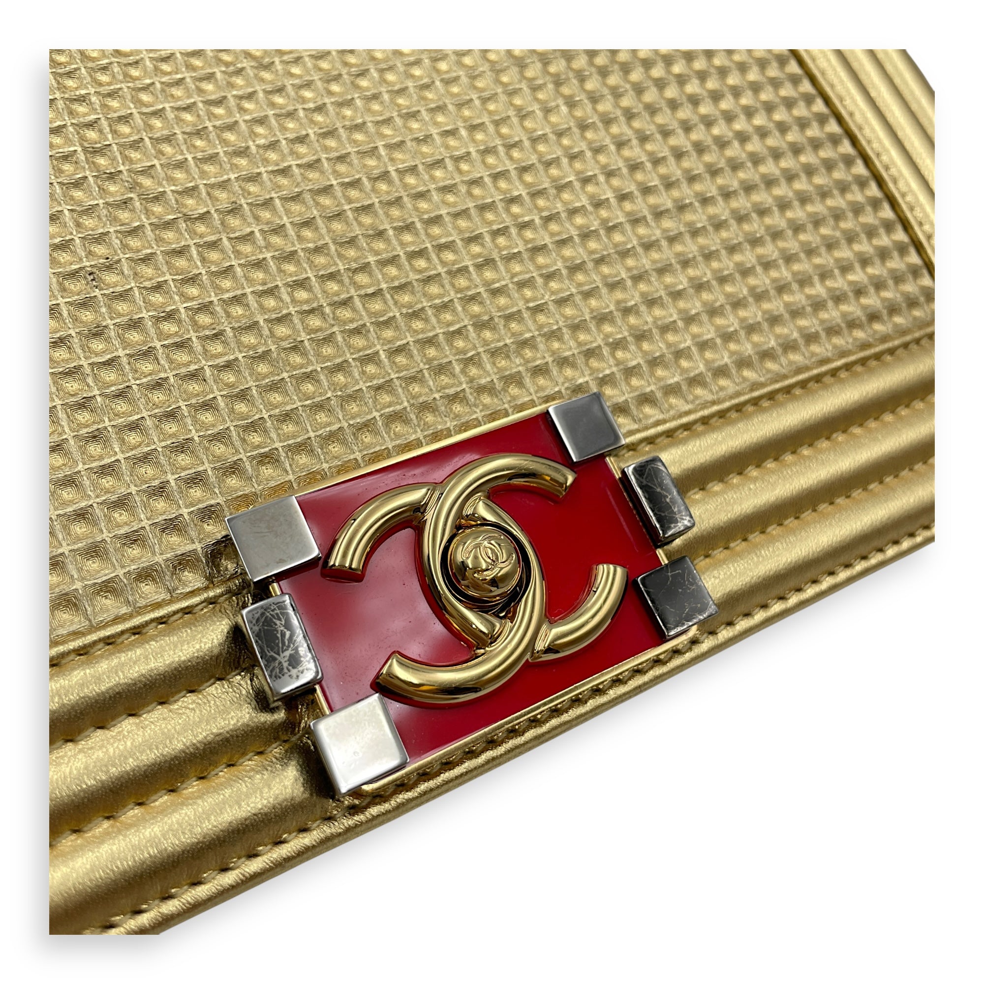 Cube Le Boy Medium Metallic Gold Shoulder Bag , Brushed Gold hardware