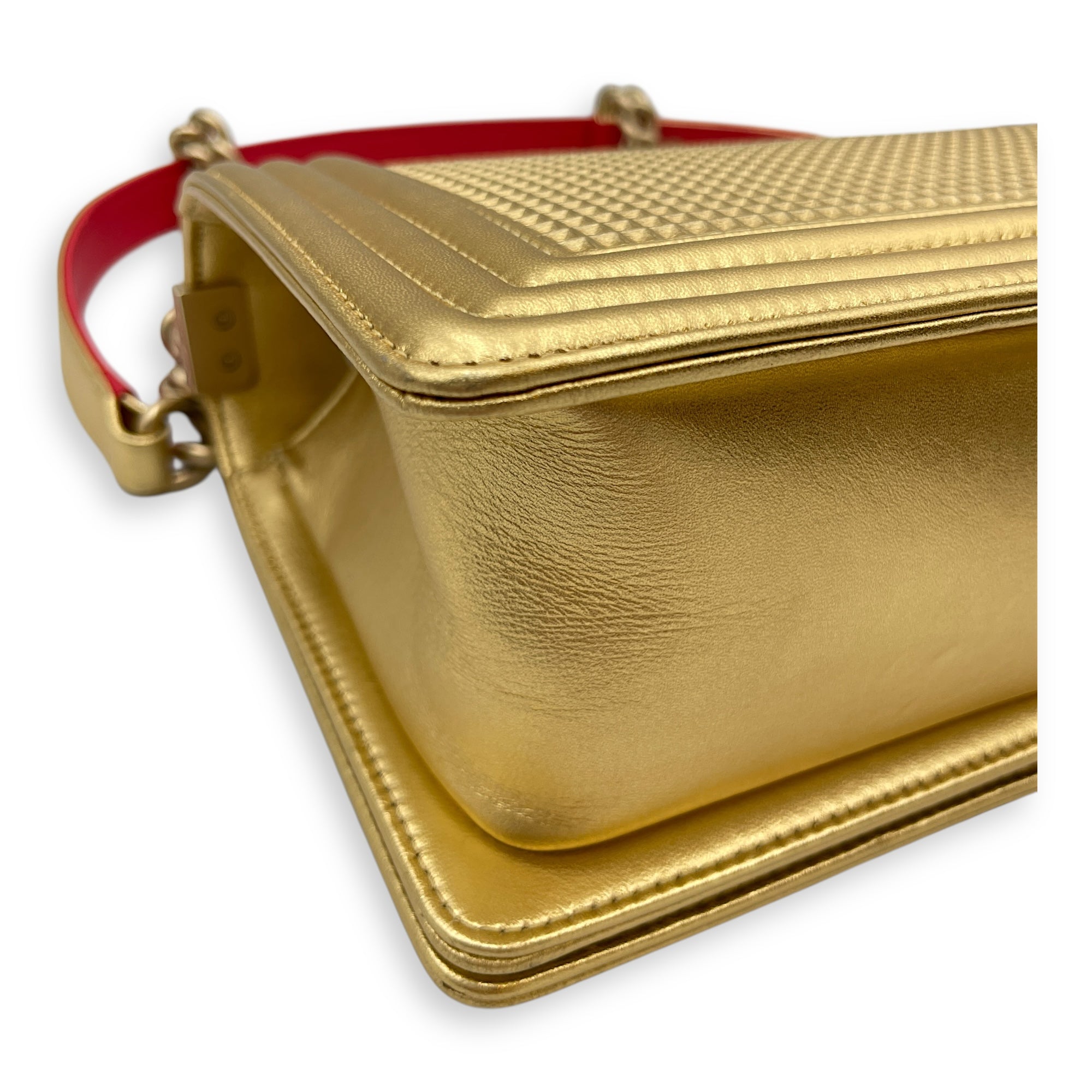 Cube Le Boy Medium Metallic Gold Shoulder Bag , Brushed Gold hardware